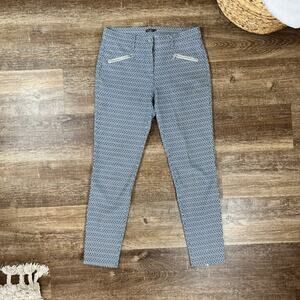 J. Mclaughlin Baxter Skinny Jeans Navy Patterned ankle Zipper Detail and Pockets